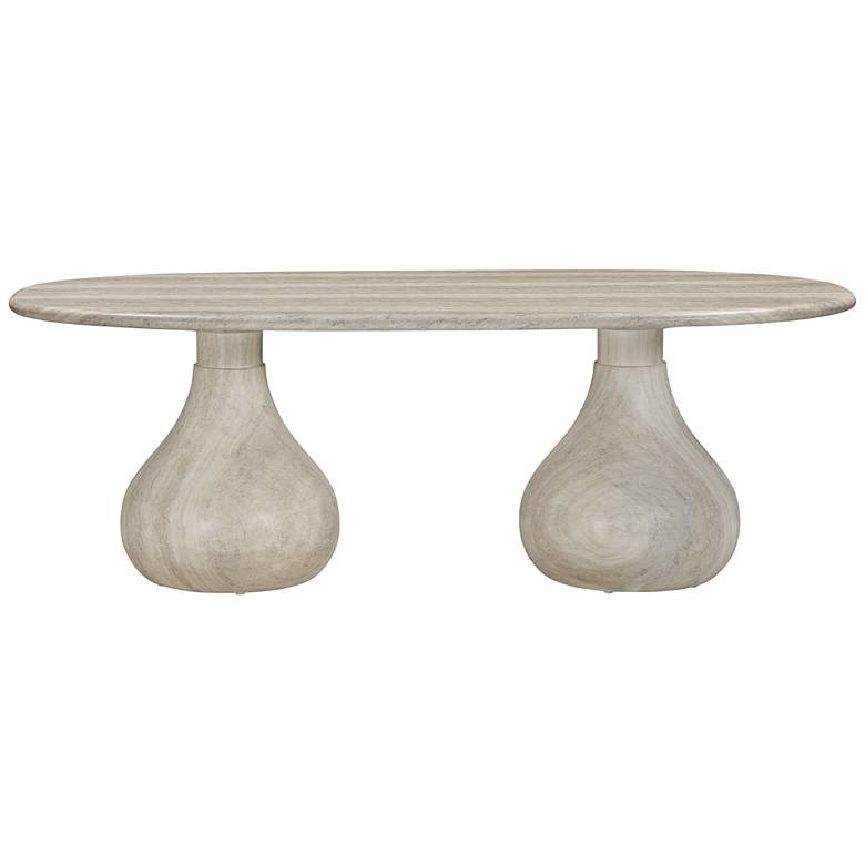 Image 5 TOV Smooch 86 1/2" Wide Faux Travertine Concrete Oval Dining Table more views
