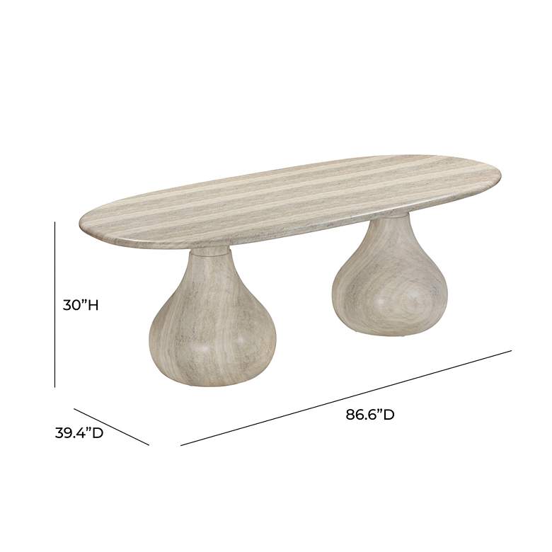 Image 7 TOV Smooch 86 1/2" Wide Faux Travertine Concrete Oval Dining Table more views