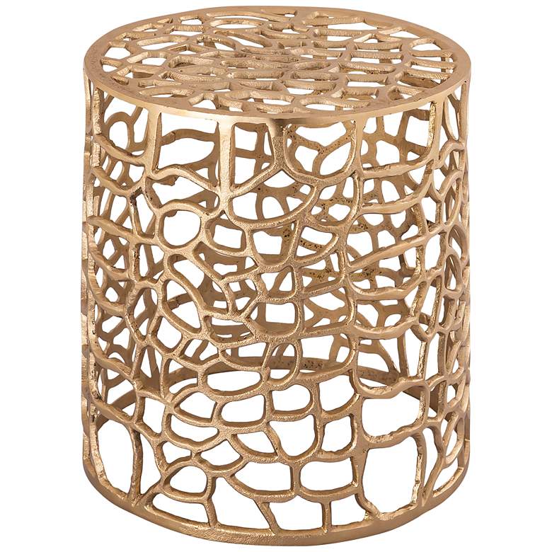 Image 3 TOV Sophia 14" Wide Modern Gold Metal Net Round Side Table