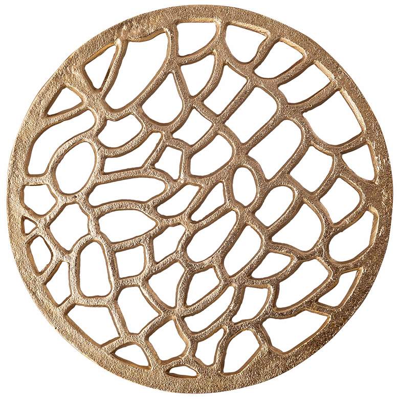 Image 4 TOV Sophia 14" Wide Modern Gold Metal Net Round Side Table more views