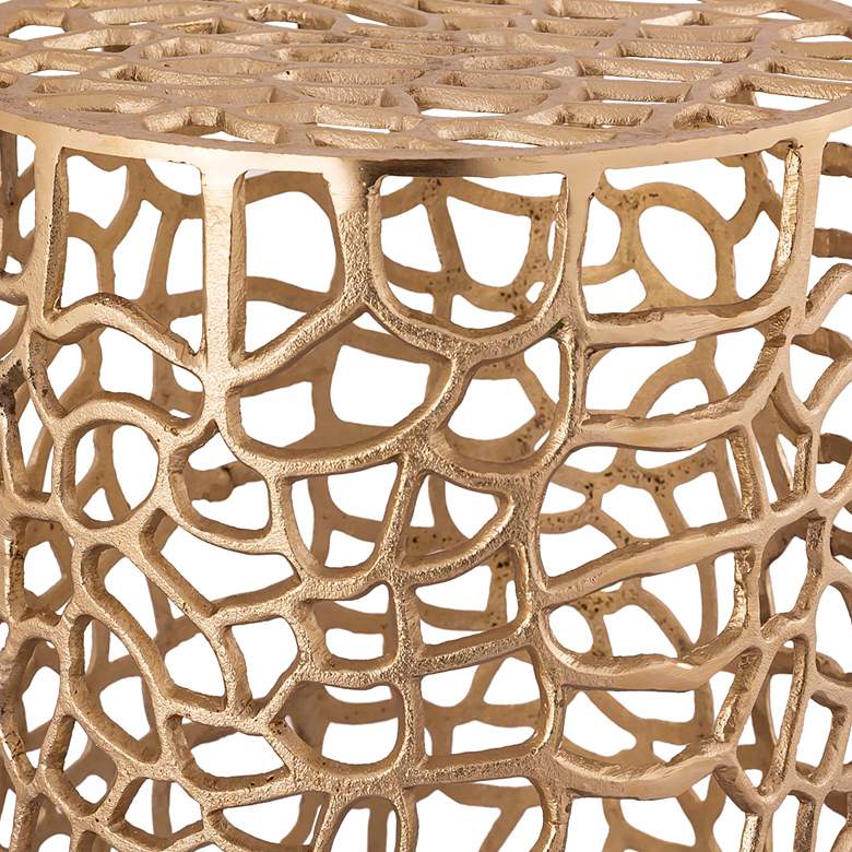 Image 6 TOV Sophia 14" Wide Modern Gold Metal Net Round Side Table more views