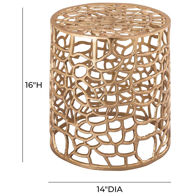 Image 7 TOV Sophia 14" Wide Modern Gold Metal Net Round Side Table more views