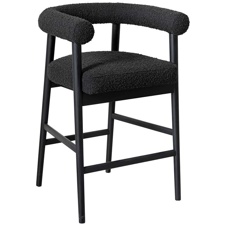 Image 1 TOV Spara 22 3/4" Wide Modern Black Boucle Fabric Counter Stool