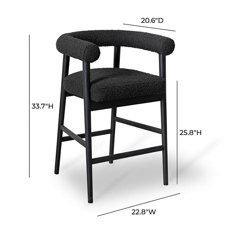 Image 5 TOV Spara 22 3/4" Wide Modern Black Boucle Fabric Counter Stool more views