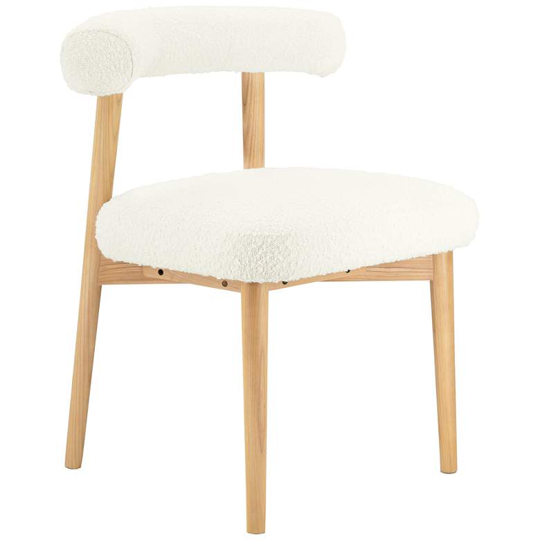 Image 1 TOV Spara 23" Wide Cream Boucle and Wood Modern Dining Chair