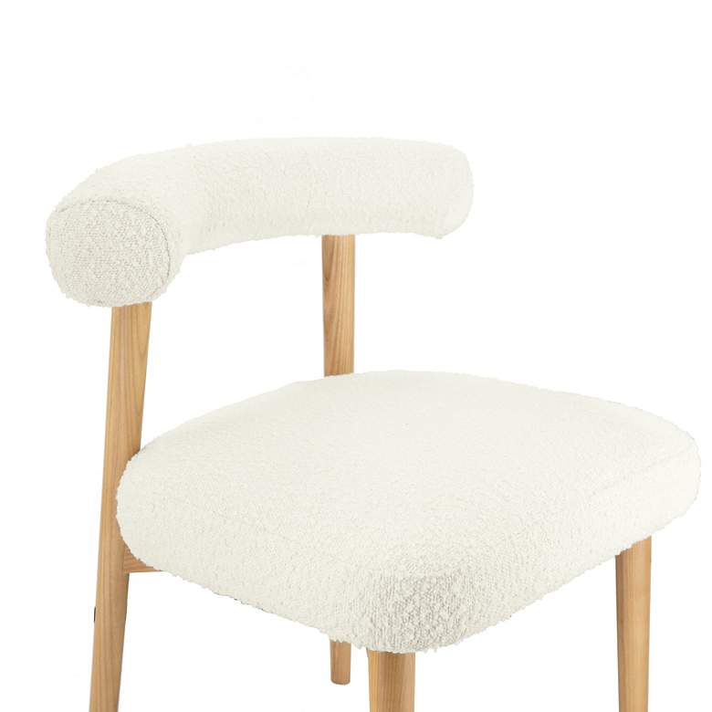 Image 2 TOV Spara 23" Wide Cream Boucle and Wood Modern Dining Chair more views
