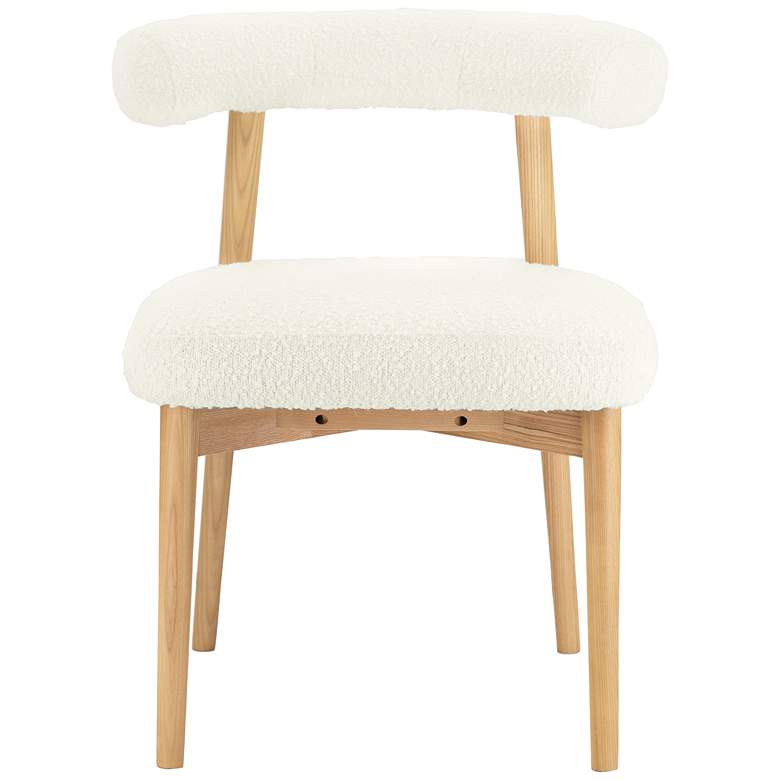 Image 3 TOV Spara 23" Wide Cream Boucle and Wood Modern Dining Chair more views