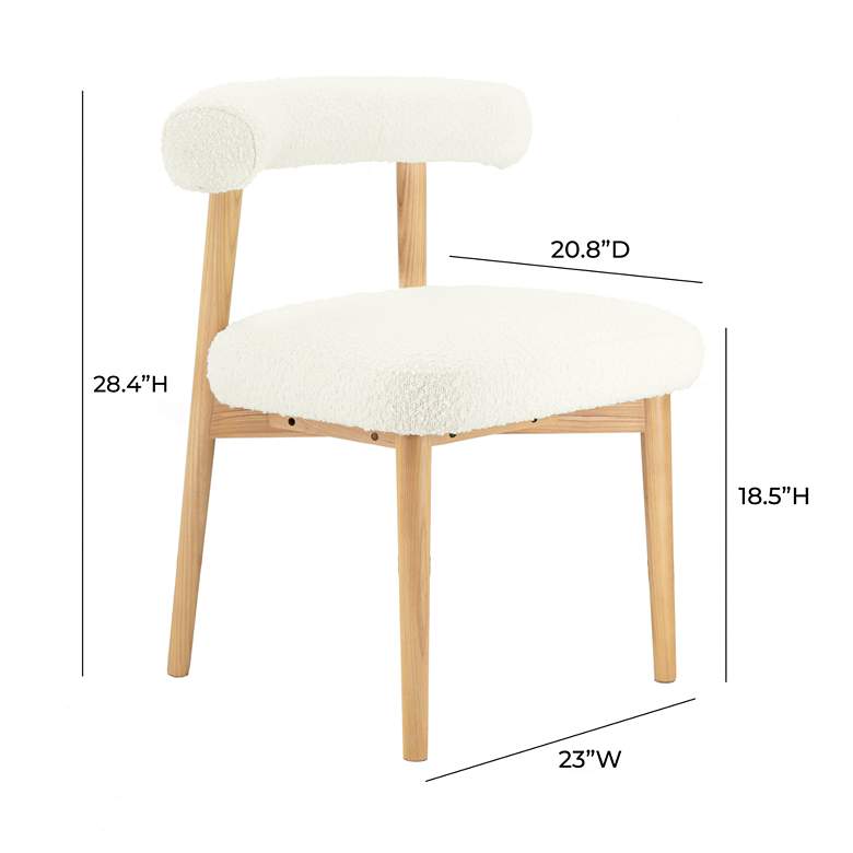 Image 5 TOV Spara 23" Wide Cream Boucle and Wood Modern Dining Chair more views