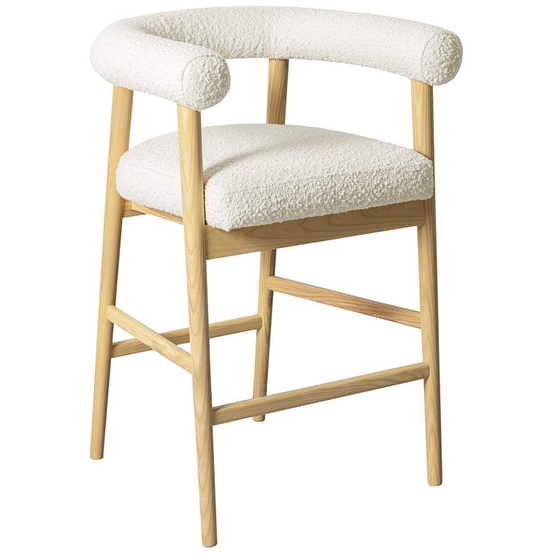 Image 1 TOV Spara 25 3/4" Cream Boucle Fabric Modern Counter Stool