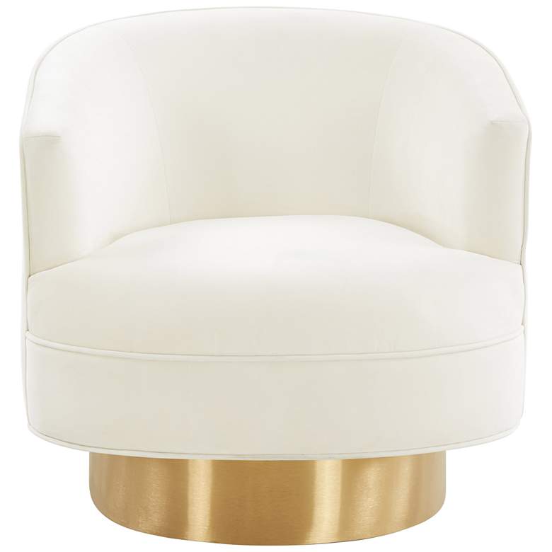 Image 3 TOV Stella 29 3/4" Wide Cream Velvet Fabric Modern Swivel Chair more views