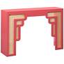 2_TOV Suzie 45" Wide Coral Pink Wood Woven Rattan Console Table