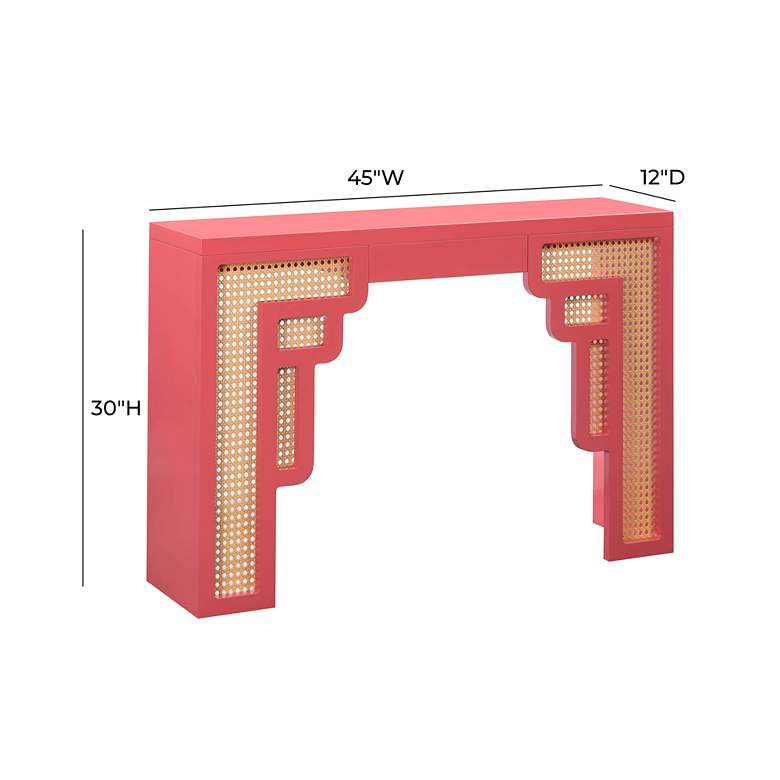 Image 6 TOV Suzie 45" Wide Coral Pink Wood Woven Rattan Console Table more views