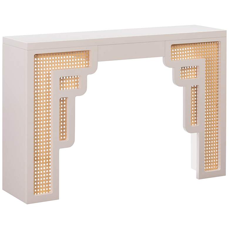Image 2 TOV Suzie 45" Wide Cream Wood Woven Rattan Console Table