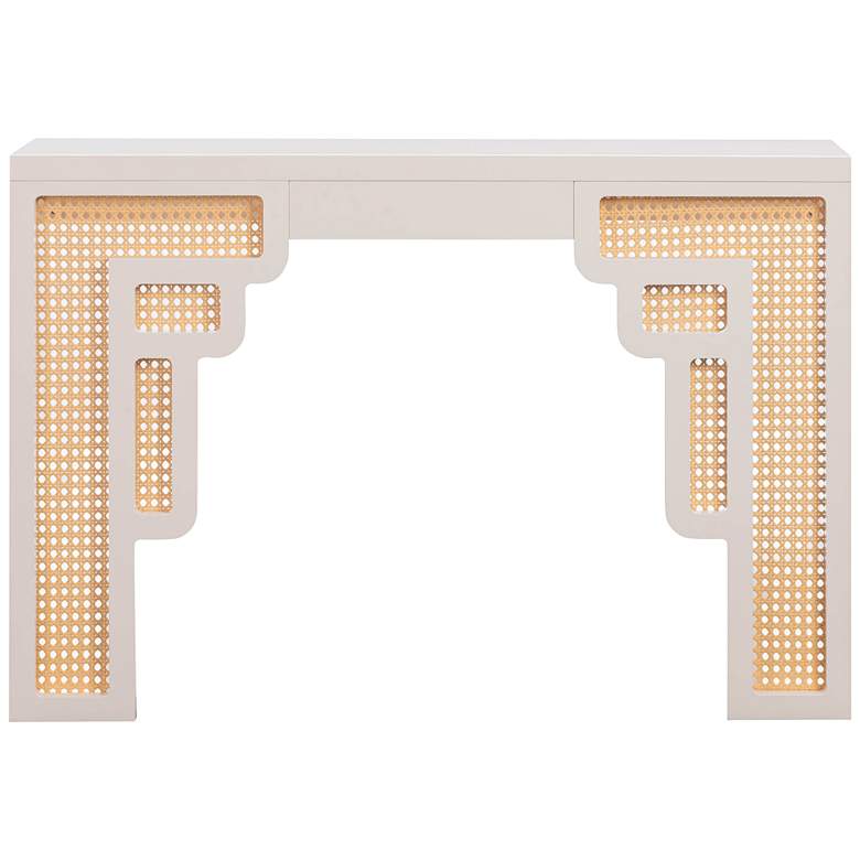 Image 5 TOV Suzie 45" Wide Cream Wood Woven Rattan Console Table more views
