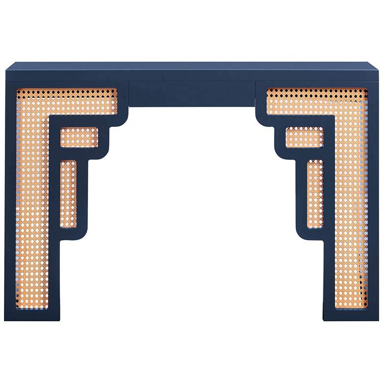 Image 5 TOV Suzie 45" Wide Navy Wood Woven Rattan Console Table more views