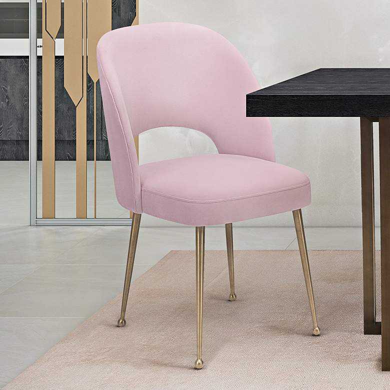 Image 1 TOV Swell 19 1/4" Wide Modern Blush Pink Velvet Dining Chair