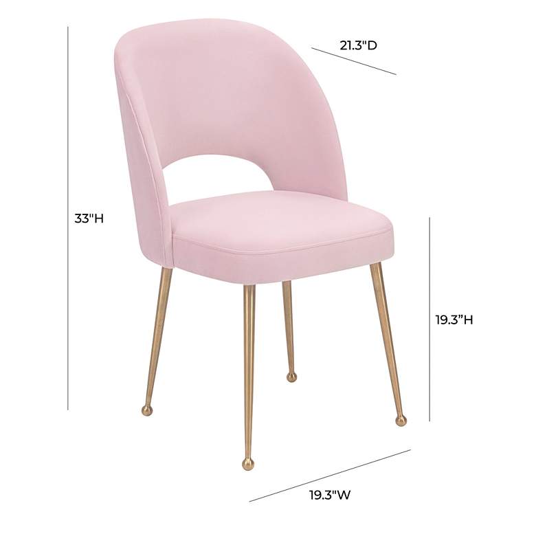 Image 6 TOV Swell 19 1/4" Wide Modern Blush Pink Velvet Dining Chair more views