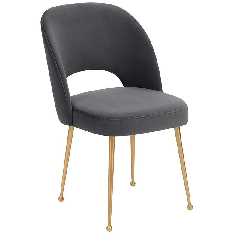 Image 2 TOV Swell 19 1/4" Wide Modern Dark Gray Velvet Dining Chair