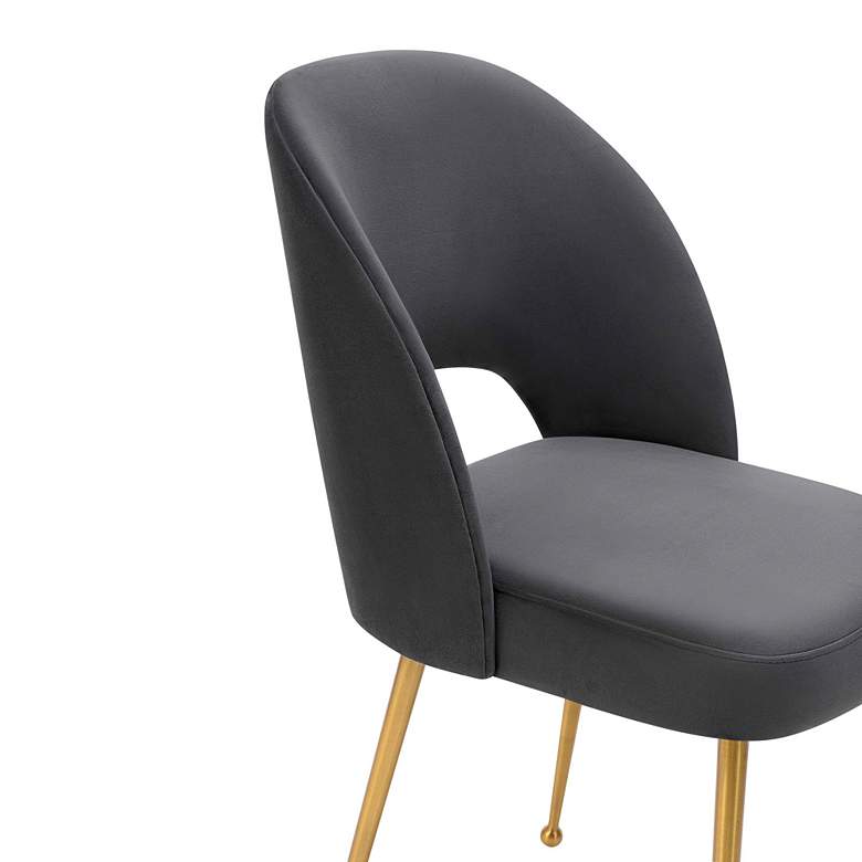 Image 4 TOV Swell 19 1/4" Wide Modern Dark Gray Velvet Dining Chair more views