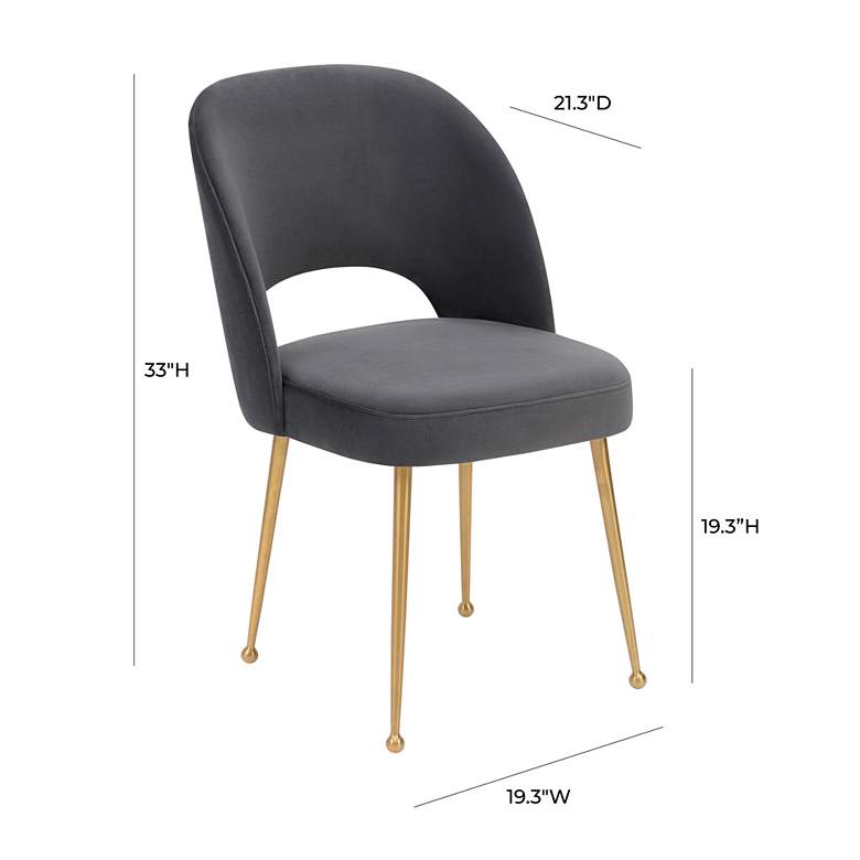 Image 7 TOV Swell 19 1/4" Wide Modern Dark Gray Velvet Dining Chair more views