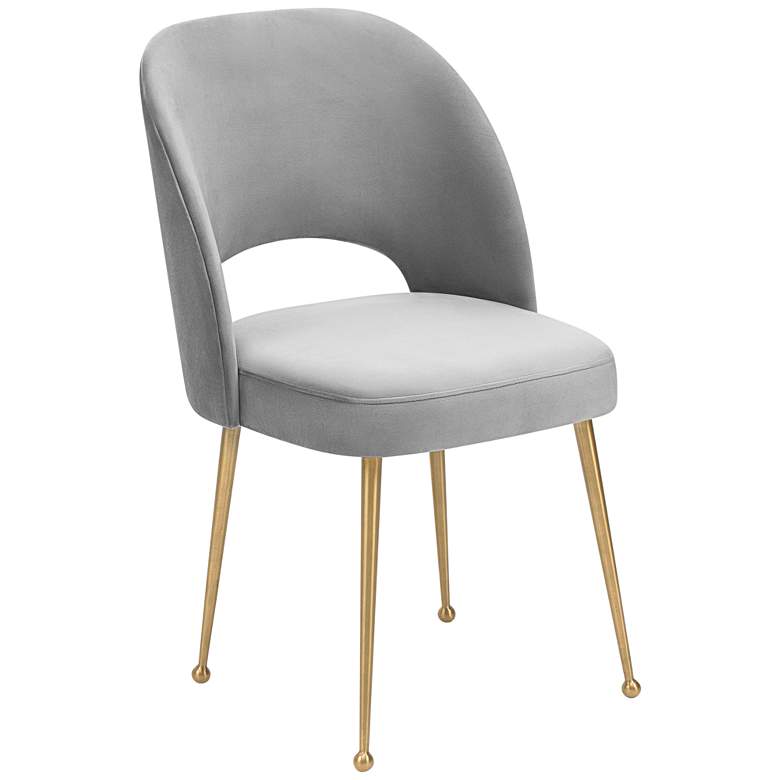 Image 1 TOV Swell 19 1/4" Wide Modern Light Gray Velvet Dining Chair