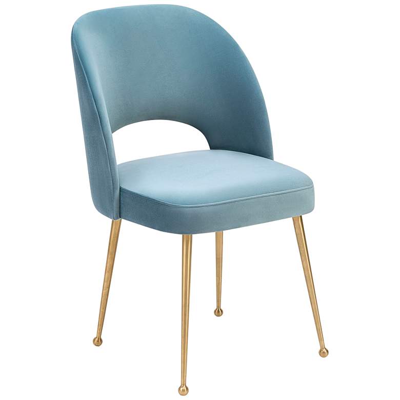 Image 2 TOV Swell 19 1/4" Wide Modern Sea Blue Velvet Dining Chair