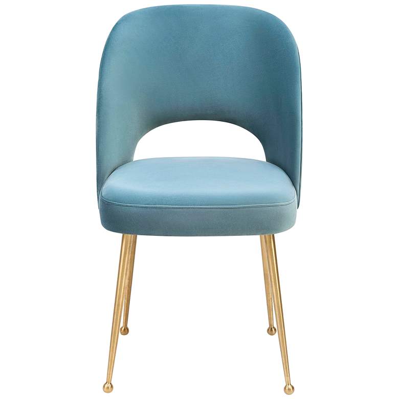 Image 3 TOV Swell 19 1/4" Wide Modern Sea Blue Velvet Dining Chair more views