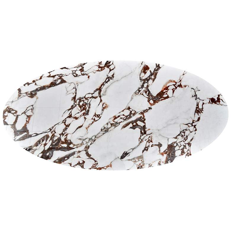 Image 3 TOV Tamara 47" Wide Marble Natural Ash Wood Oval Coffee Table more views
