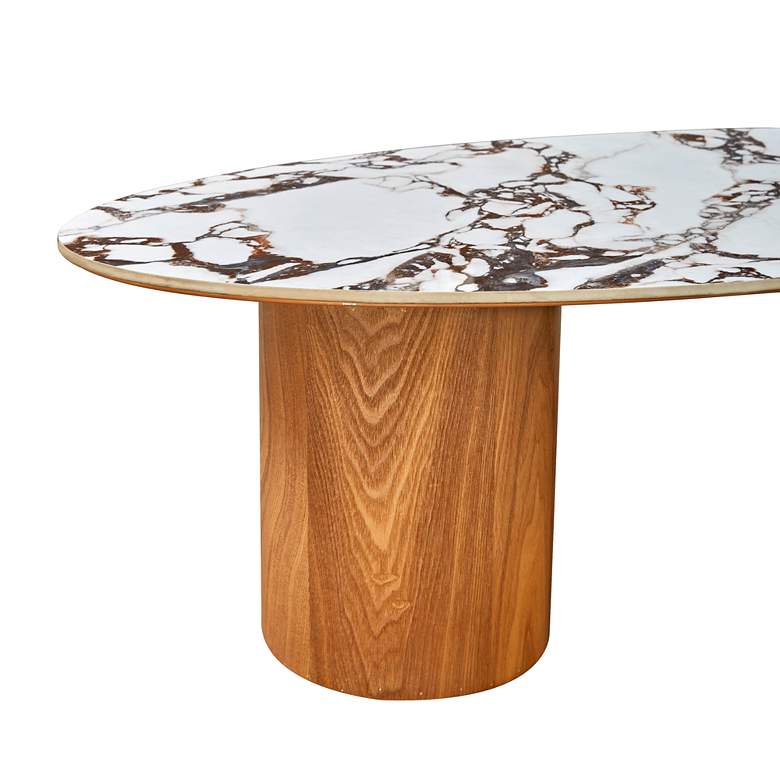 Image 4 TOV Tamara 47" Wide Marble Natural Ash Wood Oval Coffee Table more views