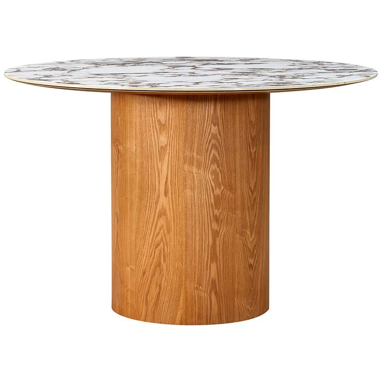 Image 2 TOV Tamara 47" Wide Marble Natural Ash Wood Round Dinette Table