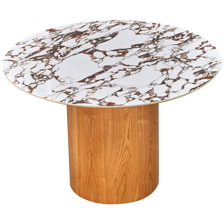 Image 4 TOV Tamara 47" Wide Marble Natural Ash Wood Round Dinette Table more views