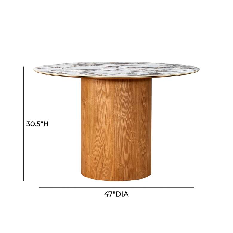 Image 6 TOV Tamara 47" Wide Marble Natural Ash Wood Round Dinette Table more views