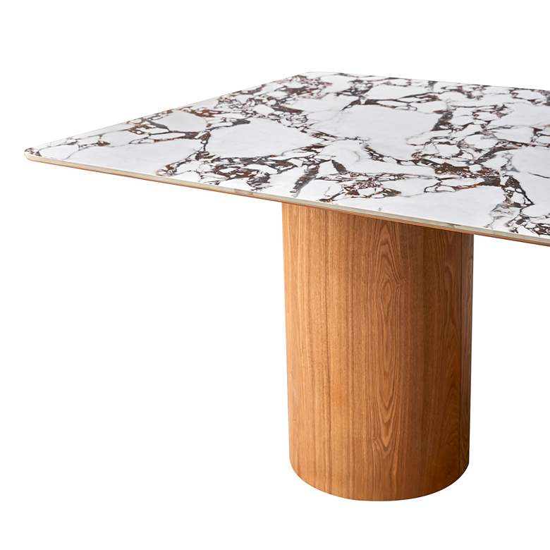 Image 3 TOV Tamara 94" Natural Ash Wood and Ceramic Rectangular Dining Table more views