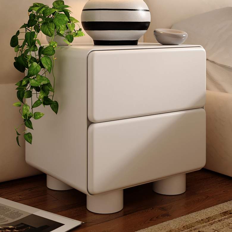Image 1 TOV Tammy 22" Wide Gloss White Wood 2-Drawer Nightstand