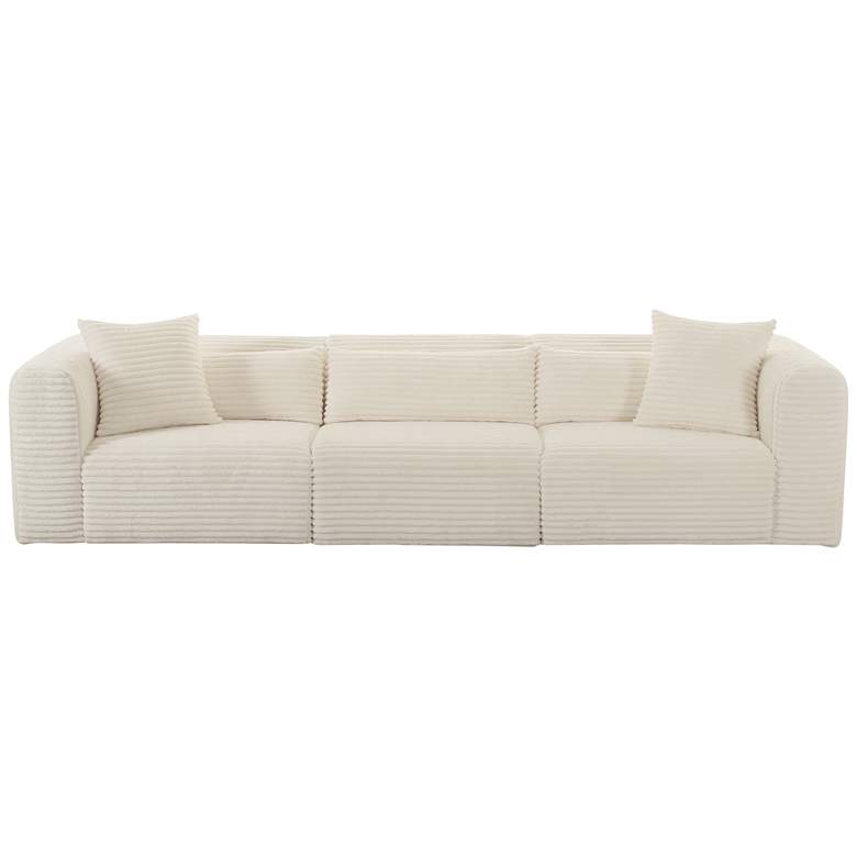 Image 4 TOV Tarra Fluffy 118 1/2" Wide Cream Corduroy Modular Sofa more views
