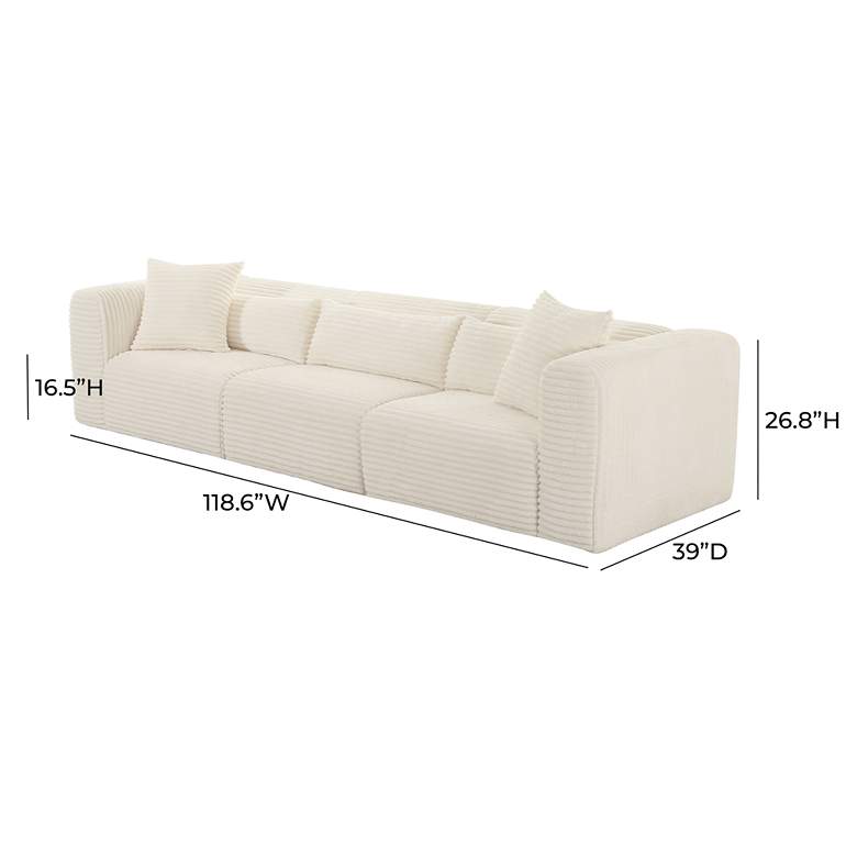 Image 6 TOV Tarra Fluffy 118 1/2" Wide Cream Corduroy Modular Sofa more views