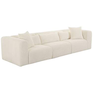 TOV Tarra Fluffy 118 1/2" Wide Cream Corduroy Modular Sofa