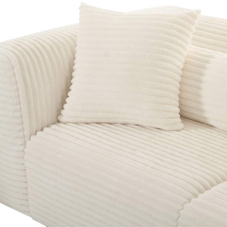 Image 2 TOV Tarra Fluffy 86" Wide Cream Corduroy Modern Modular Loveseat more views