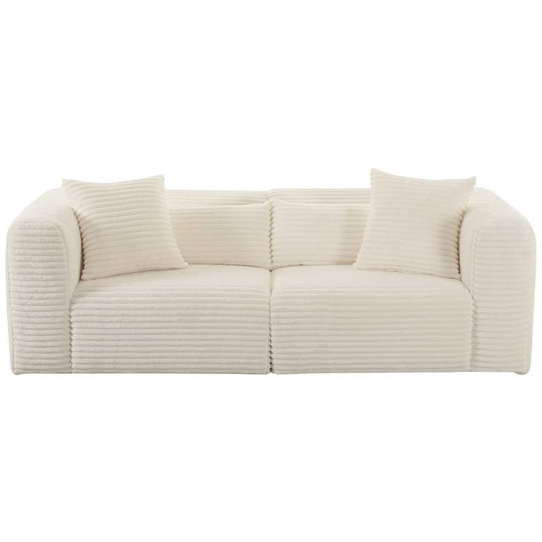 Image 3 TOV Tarra Fluffy 86" Wide Cream Corduroy Modern Modular Loveseat more views
