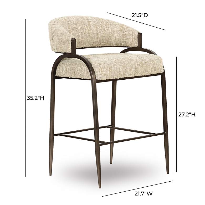 Image 5 TOV Tatum 27 1/4" Cream Textured Boucle Modern Counter Stool more views