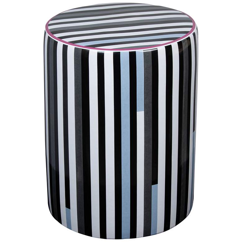 Image 1 TOV Taurus 13" Wide Black and White Stripes Ceramic Outdoor Stool