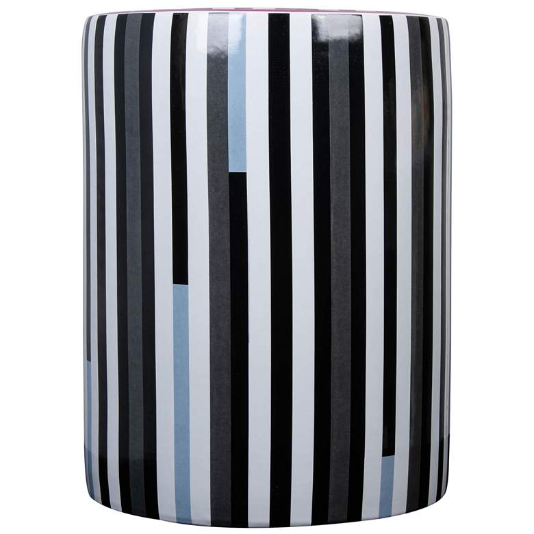 Image 3 TOV Taurus 13" Wide Black and White Stripes Ceramic Outdoor Stool more views