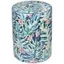 1_TOV Taurus 13" Wide Garden Print Ceramic Outdoor Accent Stool