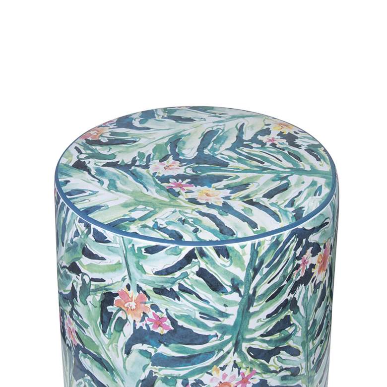 Image 2 TOV Taurus 13" Wide Garden Print Ceramic Outdoor Accent Stool more views