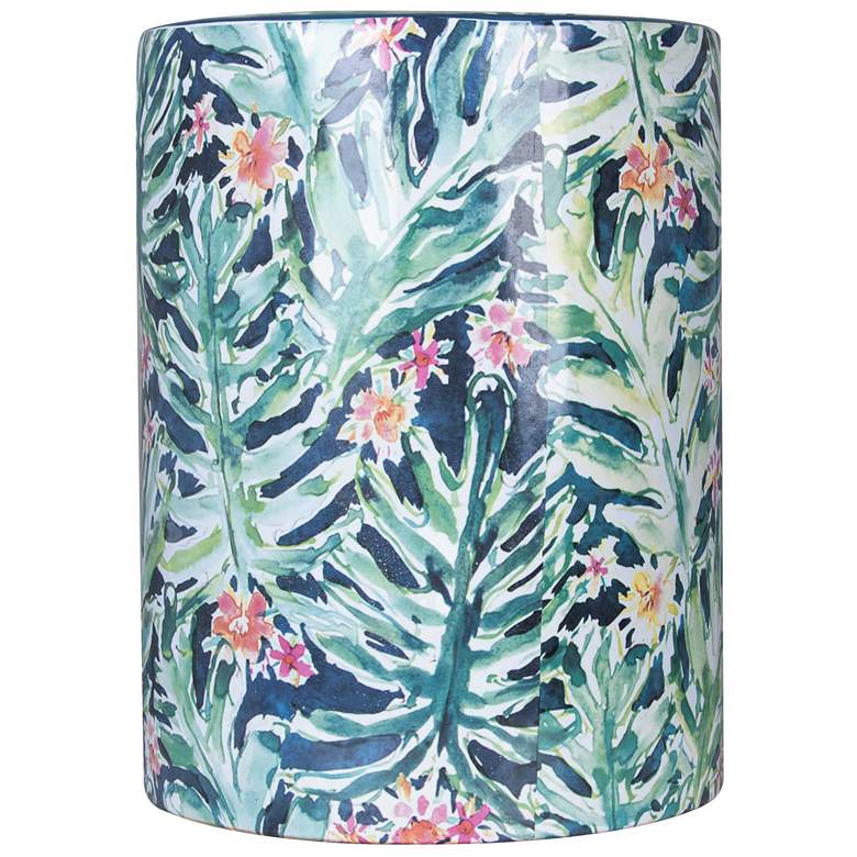 Image 3 TOV Taurus 13" Wide Garden Print Ceramic Outdoor Accent Stool more views