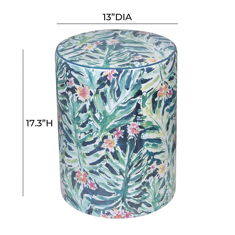 Image 6 TOV Taurus 13" Wide Garden Print Ceramic Outdoor Accent Stool more views