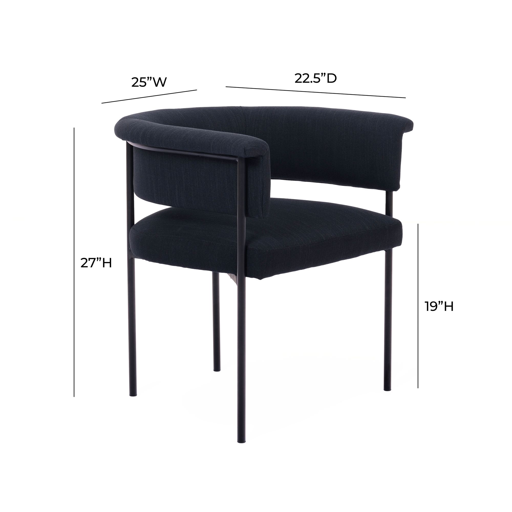 Image 6 TOV Taylor 25" Wide Modern Black Performance Linen Fabric Dining Chair more views