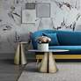 4_TOV Tempo 16" Wide White Marble and Gold Cone Modern Side Table more views