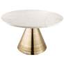 1_TOV Tempo 30" Wide White Marble Gold Cone Modern Cocktail Table