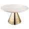 TOV Tempo 30" Wide White Marble Gold Cone Modern Cocktail Table